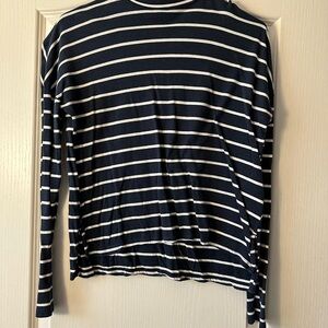 Navy and White Striped Long Sleeve Top